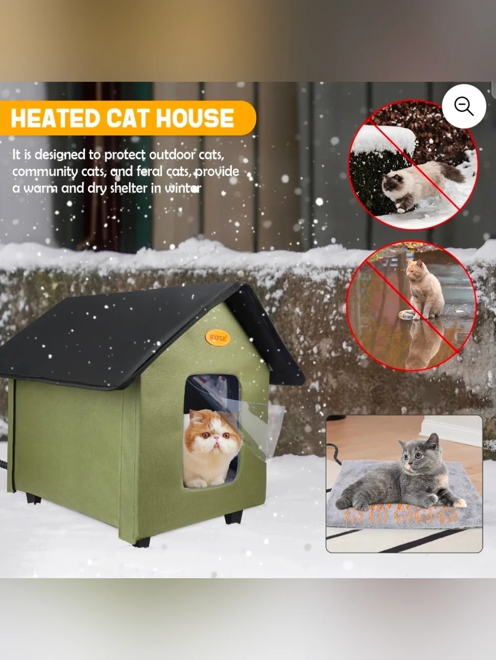 Heated Cat House/ Bed for Outdoor Cats Elevated, Insulated, Heated